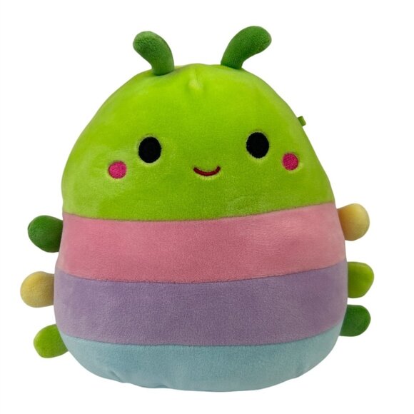 Squishmallows Rutabaga Caterpillar Plush Toy 7" Stripes Green Pink Purple - Picture 1 of 8